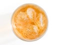 Orange drink with ice top view. Royalty Free Stock Photo