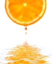 Orange with a drop. Royalty Free Stock Photo