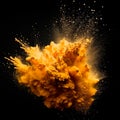 orange dust explosion on black background, gerenative AI