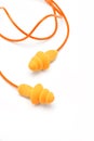 Orange ear plugs Royalty Free Stock Photo