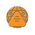 Orange Earth globe with medical mask icon isolated on white background. Vector. Royalty Free Stock Photo