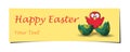 Orange easter banner curled chicken broken egg