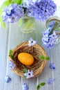 Orange easter egg with flowers