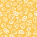 Orange Easter eggs seamless pattern. Hand drawn vector illustration