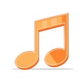 Orange Eighth Music Note on Staff Icon Design, Isolated Musical Symbol Royalty Free Stock Photo