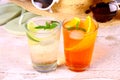 Orange and elderflower cocktails with holiday background Royalty Free Stock Photo