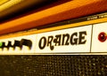 Orange electric guitar amplifier close-up view Royalty Free Stock Photo