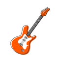 Orange electric guitar in cartoon style. flat vector illustration isolated Royalty Free Stock Photo