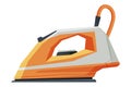 Orange Electric Steam Iron, Household Appliance, Ironing Clothes Device Vector Illustration Royalty Free Stock Photo