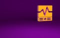 Orange Electrical measuring instruments icon isolated on purple background. Analog devices. Electrical appliances