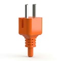An orange electrical plug with two prongs and a grounding pin set against a white background Royalty Free Stock Photo