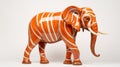 Orange Elephant Sculpture With Beautiful Stripes And Glazed Surfaces