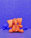 Orange elephant toy in purple background, kids playground object, 3d Rendering Royalty Free Stock Photo