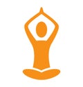 Orange emblem Yoga pose isolated on white