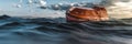 Life boat at sea 3d render Royalty Free Stock Photo