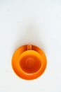 Orange empty cup isolated, top view Royalty Free Stock Photo