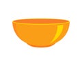 Orange empty plastic or ceramic bowl isolated on white background. Clean dishware for cereal, soup or salad. Vector