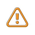 Orange Exclamation mark in triangle icon isolated on white background. Hazard warning sign, careful, attention, danger Royalty Free Stock Photo