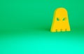 Orange Executioner mask icon isolated on green background. Hangman, torturer, executor, tormentor, butcher, headsman Royalty Free Stock Photo