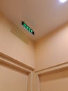 Orange exit green building blocks corner door opague shadow light room ambiance