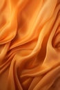 Orange fabric organza background, texture waves place for text