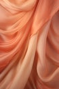Orange fabric organza background, texture waves place for text