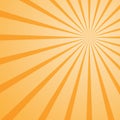 Orange fading background with light rays, vector illustration