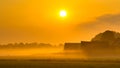 Orange farm sunrise agricutural scenery Royalty Free Stock Photo