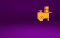 Orange Fast street food cart icon isolated on purple background. Urban kiosk. Minimalism concept. 3d illustration 3D
