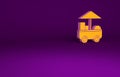 Orange Fast street food cart icon isolated on purple background. Urban kiosk. Minimalism concept. 3d illustration 3D