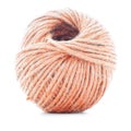 Orange fiber clew, knitting thread roll isolated on white background Royalty Free Stock Photo