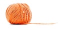 Orange fiber clew, sewing yarn ball isolated on white background Royalty Free Stock Photo