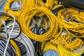 Orange fibre or fiber optic cables