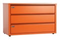An orange filing cabinet stands alone on a clear, transparent background, created using modern Royalty Free Stock Photo