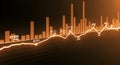 Orange financial chart with ascending line graph and data points Royalty Free Stock Photo