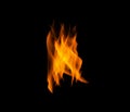 Orange fire, gas and flame on black background with texture, pattern and burning energy. Light, fuel and flare isolated