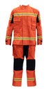 Orange fire protection suit isolated on white background with clipping path Royalty Free Stock Photo