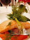 Orange fish of saumon for the dinner in copenhagen danmark Royalty Free Stock Photo