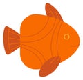 Orange fish symbol. Stylized underwater fauna icon