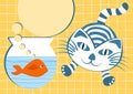 Orange Fish and jumping cat