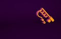 Orange Fishing rod icon isolated on purple background. Fishing equipment and fish farming topics. Minimalism concept. 3d