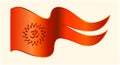 Orange flag with Om hindu sign. Bhagwa vector flag symbol