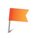 Orange flag pin on white