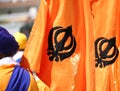 Flags with khanda symbol of sikhism