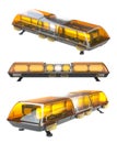 Orange flashing siren emergency lights of police ambulance or fire rescue car