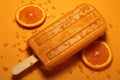 orange flavor icelolly on orange background