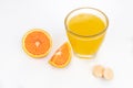 Orange flavored vitamin c effervescent tablet dissolve in glass of water Royalty Free Stock Photo