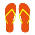 Orange flip flops. Isolated on white background. Vector flat illustration Royalty Free Stock Photo