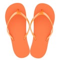 Orange flip-flops, top view. 3D rendering Royalty Free Stock Photo