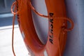 Orange Floatation Device on Boat in Alaska Royalty Free Stock Photo